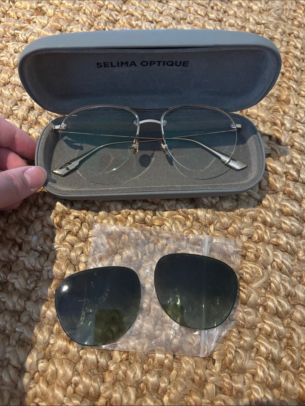 Selima Optique Gold Rimless Eyeglasses - Picture 7 of 7